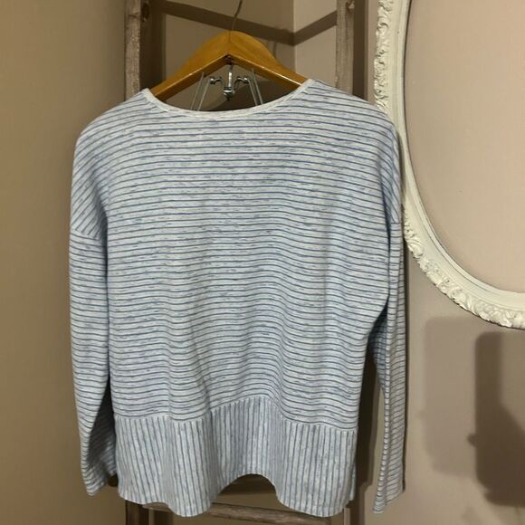 Abercrombie Blue & Grey Striped Hi Low Shirt Nautical Coastal Cool - Picture 5 of 13